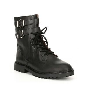 Antonio Melani Bertilli combat boots black buckle motto shoe size 6 boot
